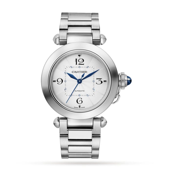 Pasha De Cartier Watch 35mm, Automatic Movement, Steel, Interchangeable Metal And Leather Straps