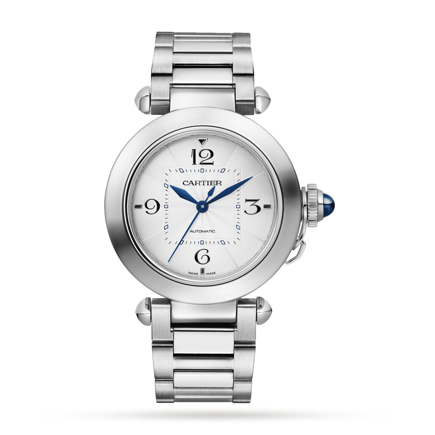 Pasha De Cartier Watch 35mm, Automatic Movement, Steel, Interchangeable Metal And Leather Straps